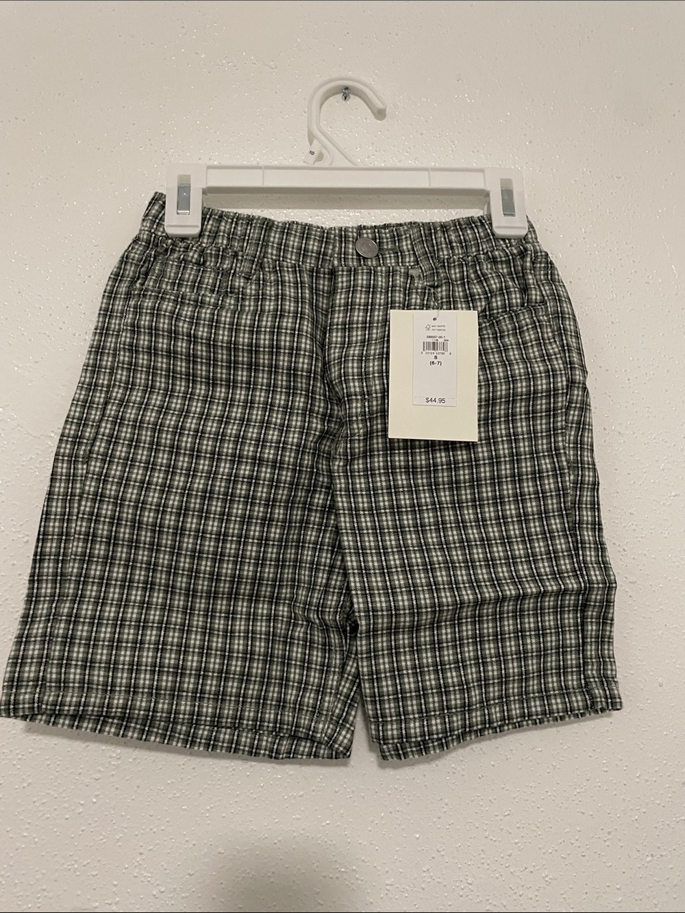 GAP Boys Green Plaid Pull-On Shorts